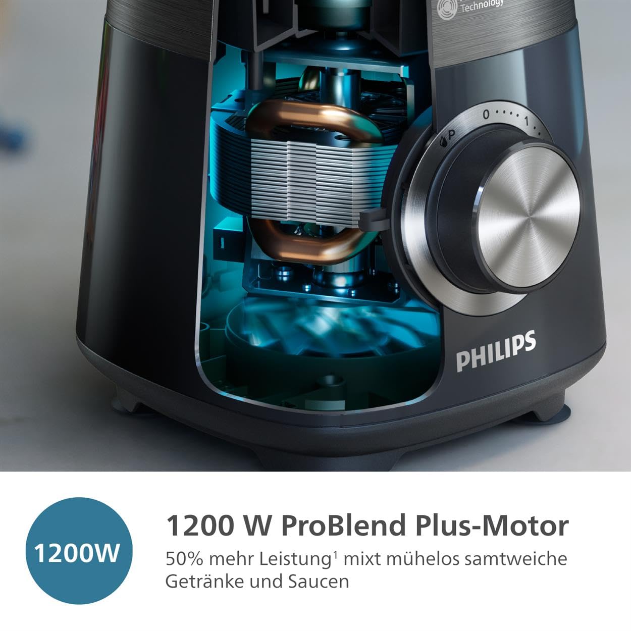 Philips Standmixer (450 Watt, ProBlend-Technologie, 1,9 Liter Kunststoffbehälter, inkl. Trinkflasche) schwarz