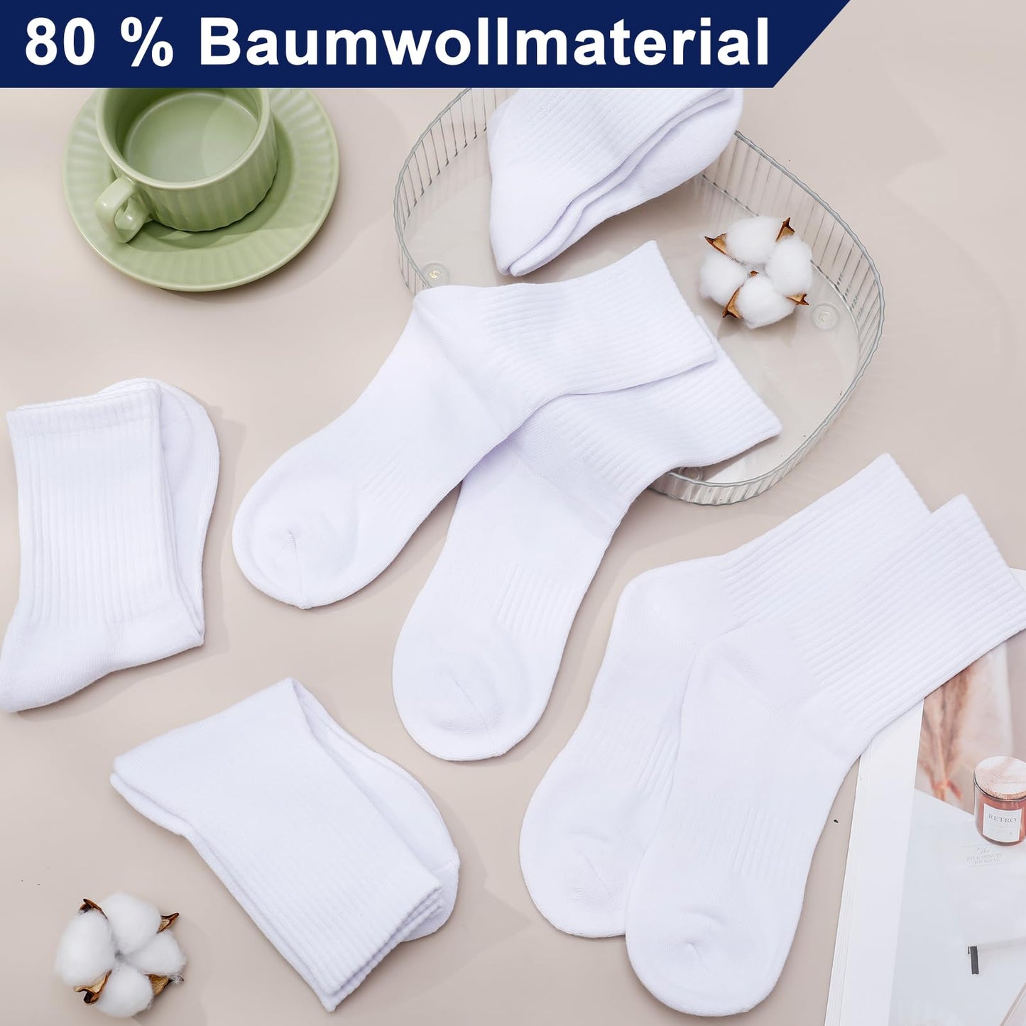 5 Pairs Sports Socks for Men – Breathable Cushioned Cotton Crew Socks