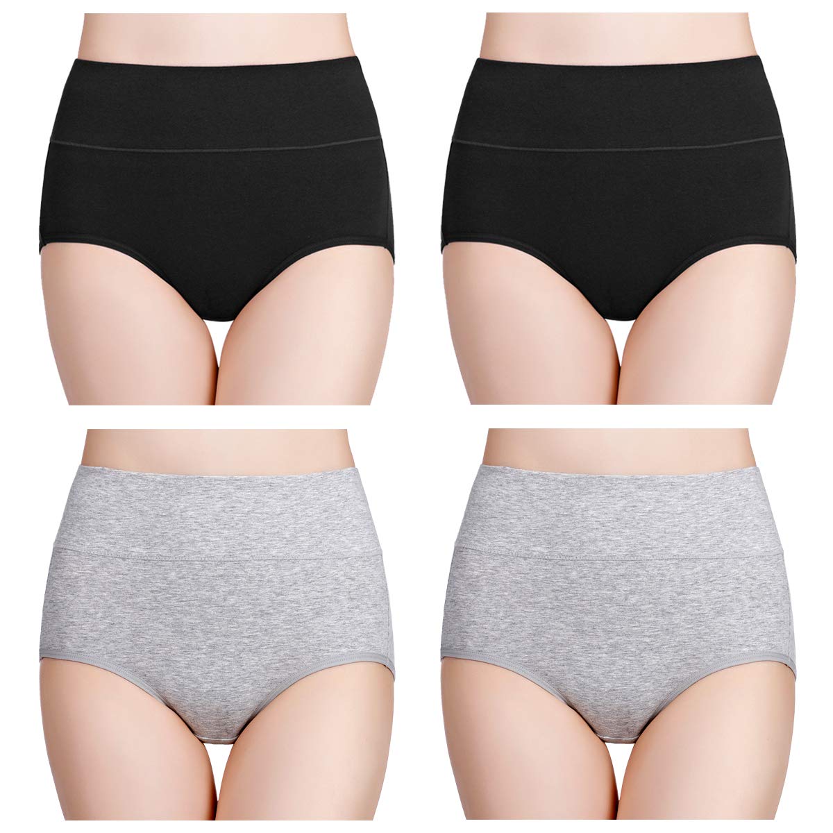 Wirarpa Women’s Cotton Underwear High Waist Briefs - Pack of 4