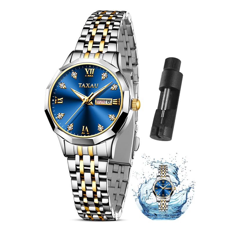 Taxau Uhr Frauen Luxus Edelstahl Uhren Frauen Kleid für Frauen wasserdichte Analog Quarz Damenuhren Klassische Reloj para Mujer