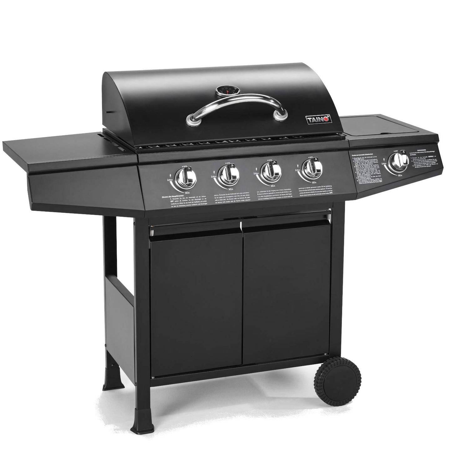 TAINO BASIC BBQ Gas Grill Grill Cart Stainless Steel Burner + Side Cooker Grill (BASIC 6+1 Gas Grill)