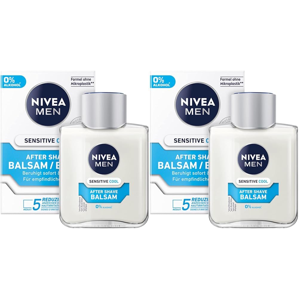 NIVEA MEN Sensitive Cool After Shave Balsam (100 ml), beruhigendes After Shave, Hautpflege nach der Rasur mit Kamille und Vitamin E