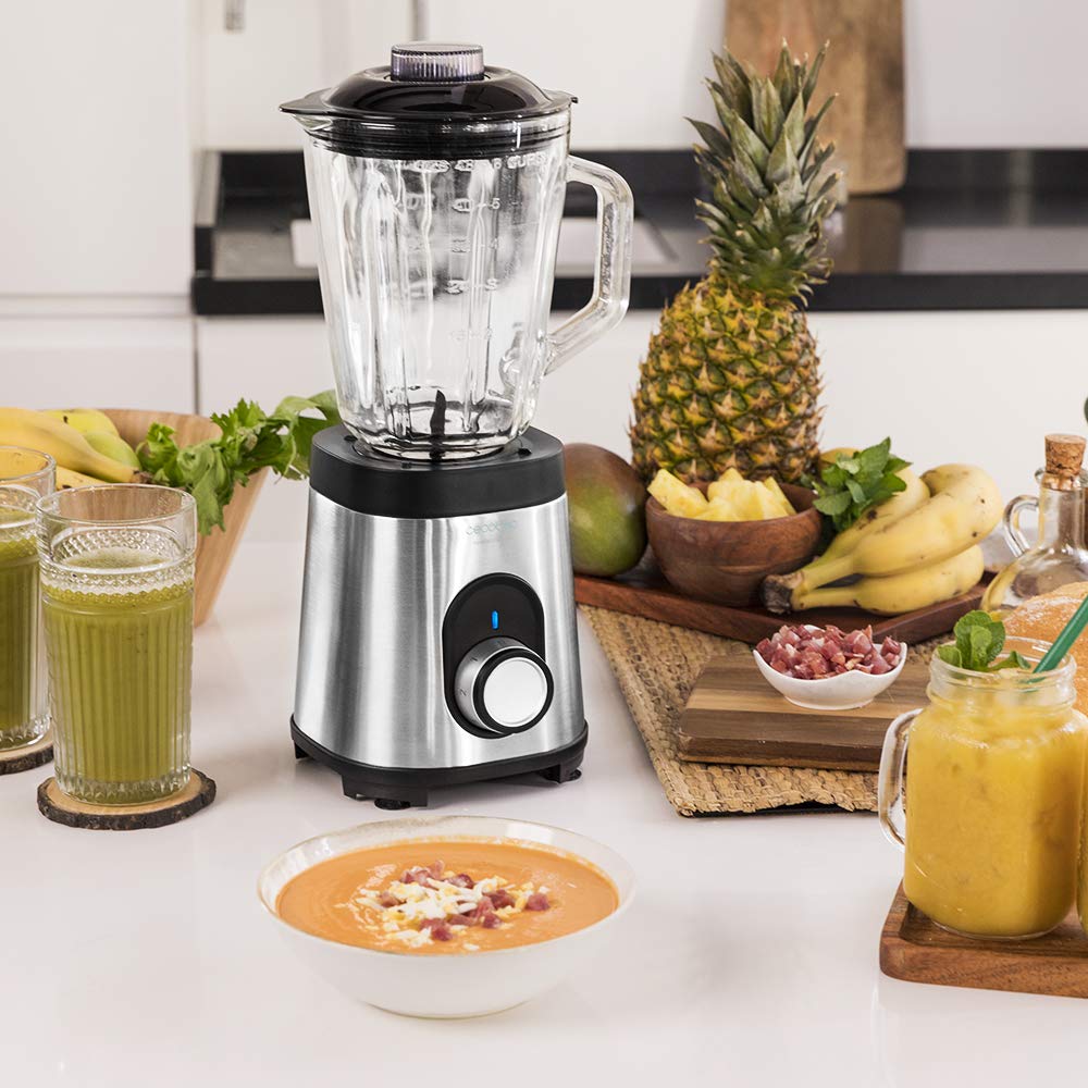 Cecotec Standmixer Power Black Titanium 1800MAX Blend It, 1800 W maximale Leistung, 5 Geschwindigkeiten, 6 Klingen aus Edelstahl, Ice-Crush-Funktion, Turbo- und Smoothie-Funktion, AutoClean-Funktion
