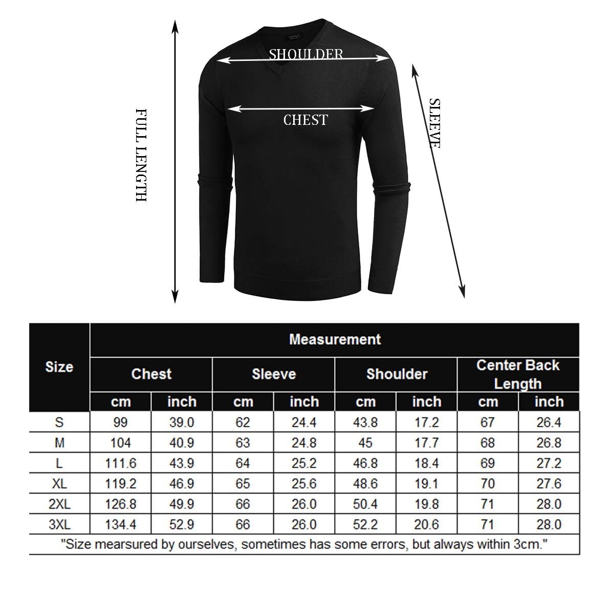 COOFANDY Men’s V-Neck Knit Sweater – Classic Long Sleeve Pullover