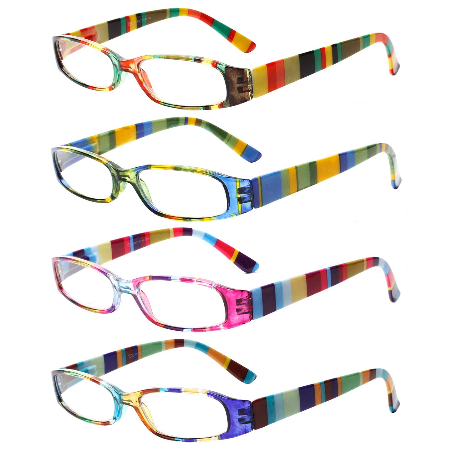 COJWIS 4 Pack Damen Lesebrille Mit Schönes Muster Brille Federscharnierleser für Frauen Reader (4 Farbe Mischen-2, 2.00, multiplier_x)