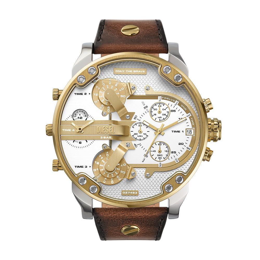 Diesel Mr. Daddy Men's Multifunctional Watch with Silicone, Stainless Steel or Leather Strap