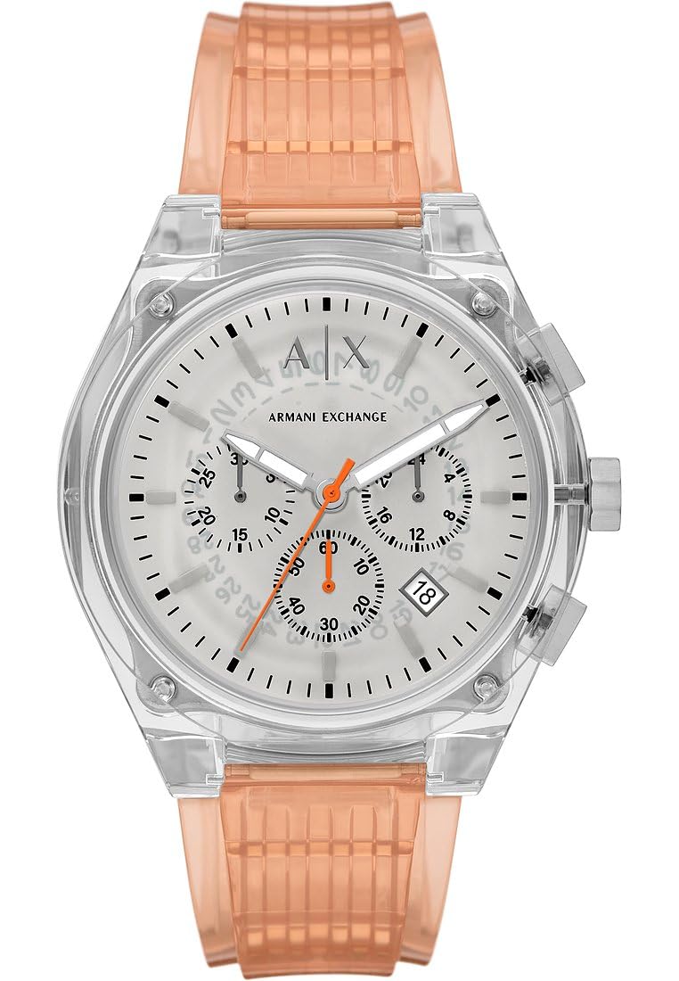 Armani Exchange Watch for Men, Chronograph Movement and 46mm Case Size with Stainless Steel, Leather or Silicone Strap