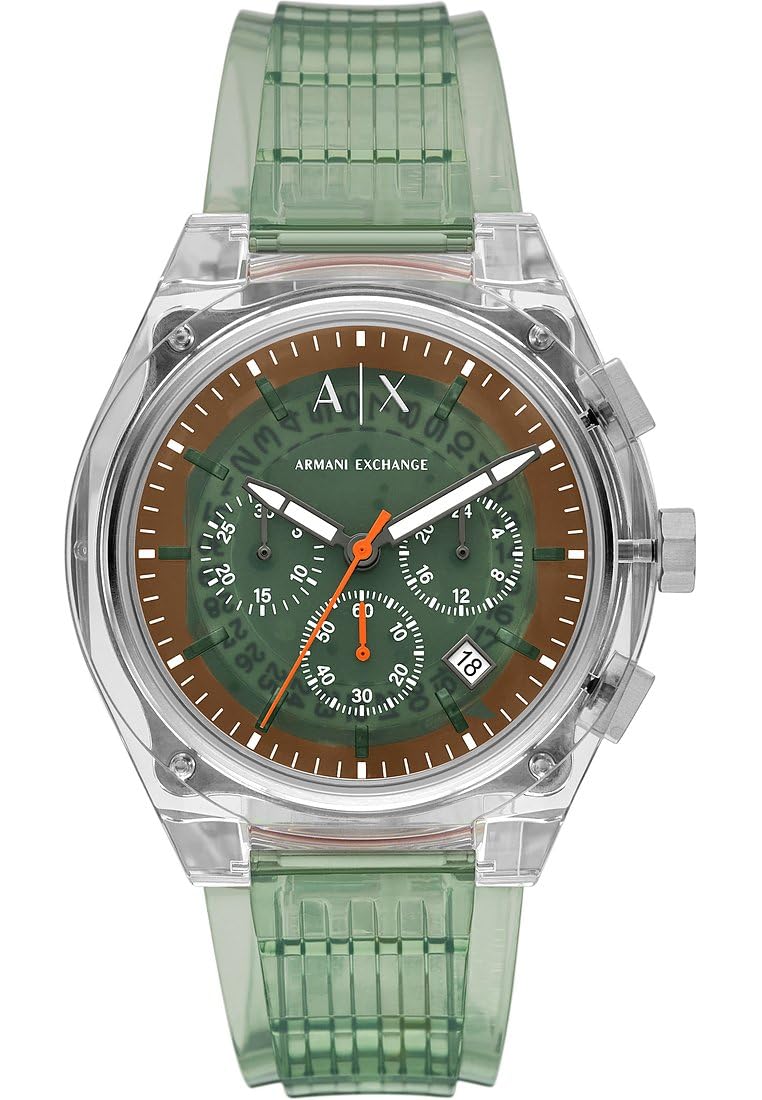Armani Exchange Watch for Men, Chronograph Movement and 46mm Case Size with Stainless Steel, Leather or Silicone Strap