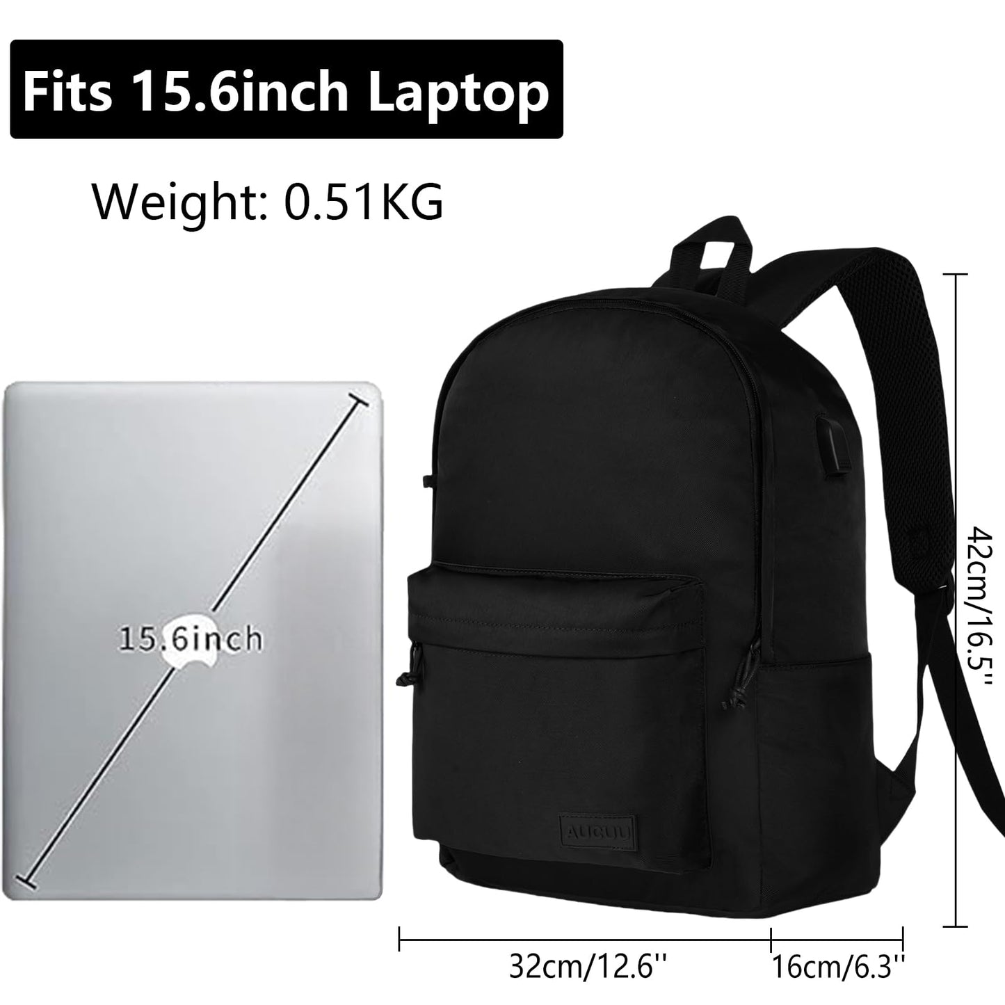Water-Resistant 15.6" Laptop Backpack – Casual School Backpack