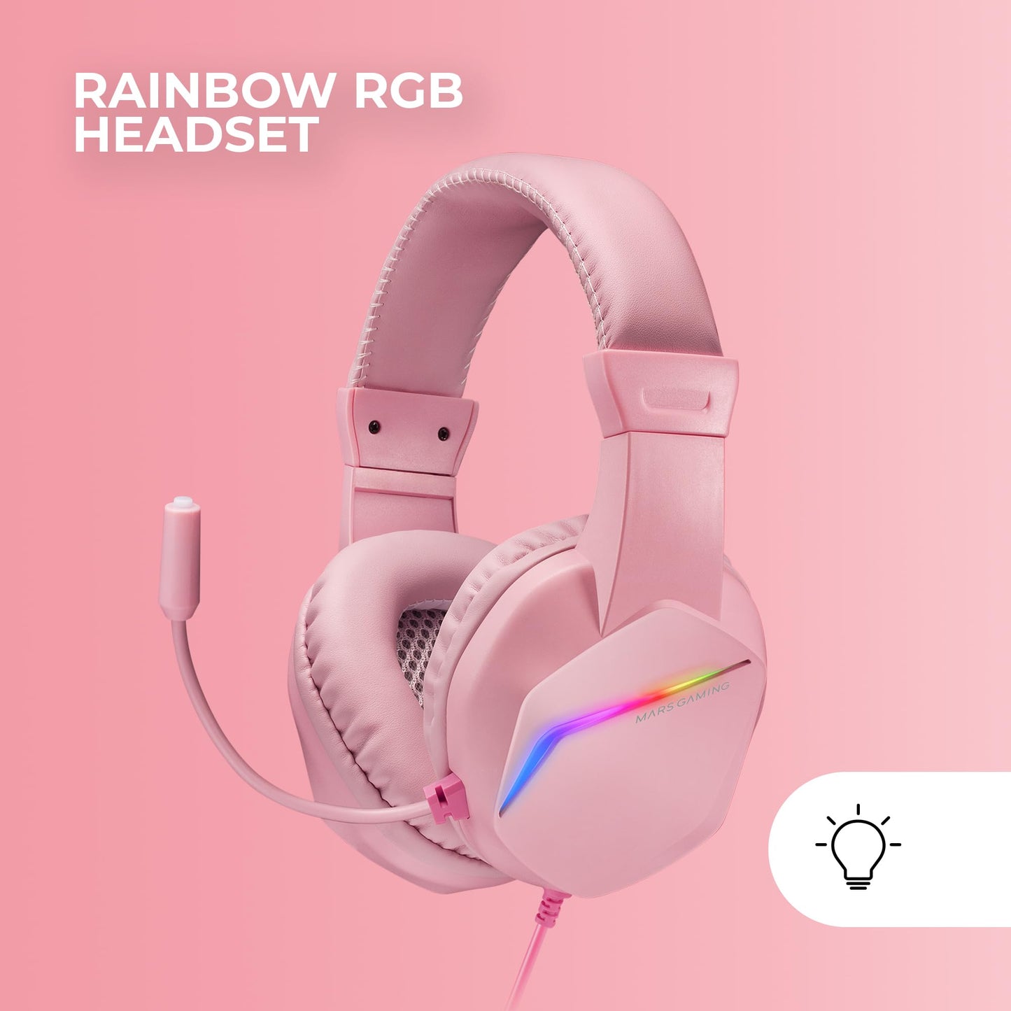 MARSGAMING MCP-RGB3, Pack Gaming Keyboard Fixed RGB + Gaming Mouse RGB Flow 3200 DPI + Headset Over-Ear RGB + XXL Mouse Pad, White, Portuguese Language