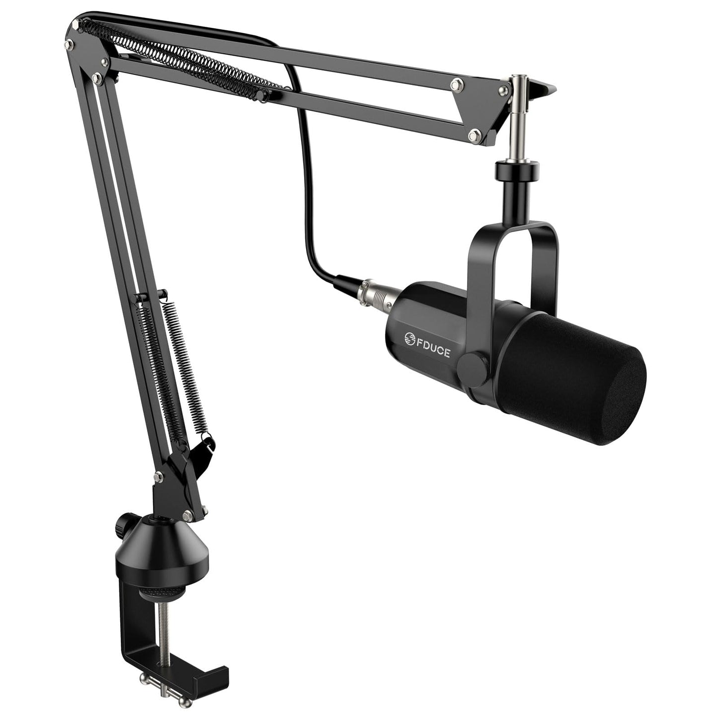 FDUCE SL40X XLR Dynamic Microphone Set for Vocal Recording, Podcasting, Gaming, Live Streaming and Broadcasting, All-Metal Microphone, Voice Isolating Technology, Black