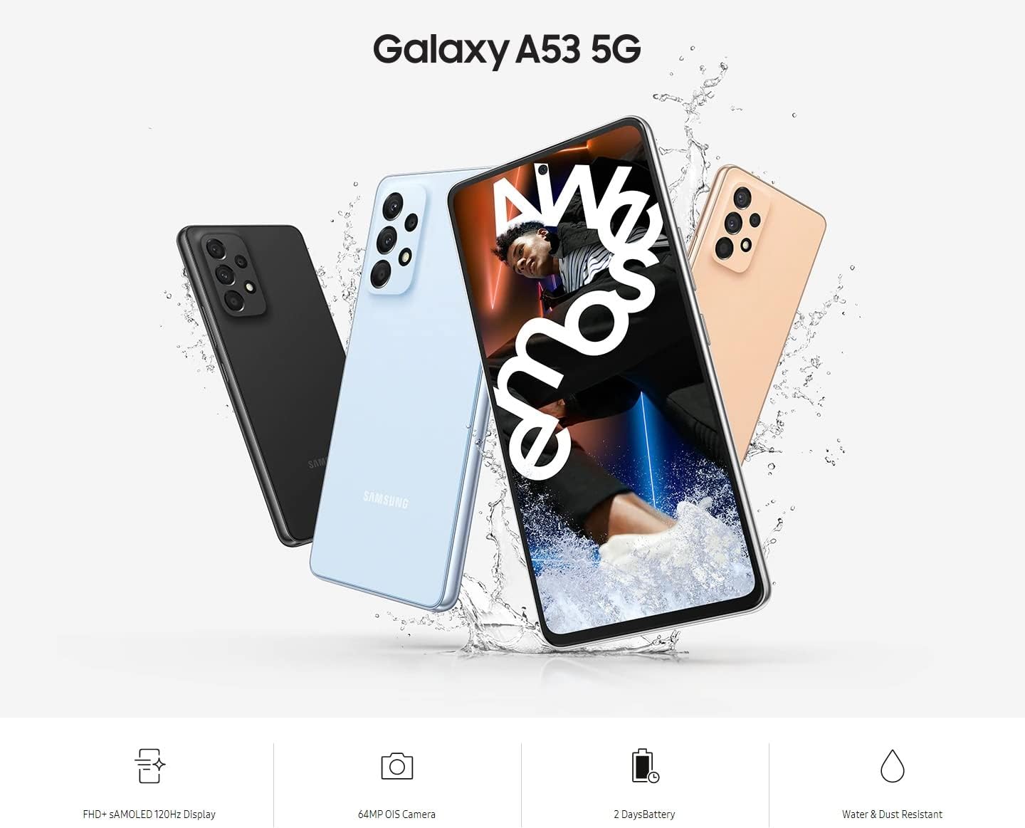 Samsung Galaxy A53 5G 128GB (6GB RAM) Dual SIM GSM Unlocked - Awesome Black