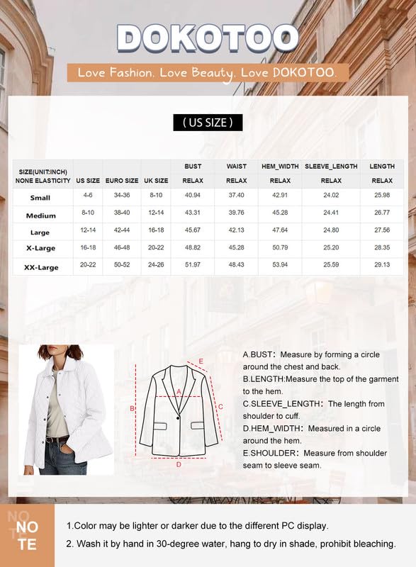 Dokotoo Women’s Quilted Winter Jacket – Warm Puffer Coat with Pockets
