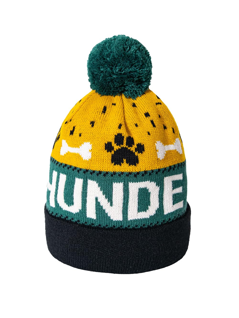 Happy Words Hats, Hats & Caps for Men and Women - Men's Hat with Bobble - Warm Winter Hat with Colourful Pattern - Knitted Hat Made of Acrylic Fabric - Gifts for Women and Men