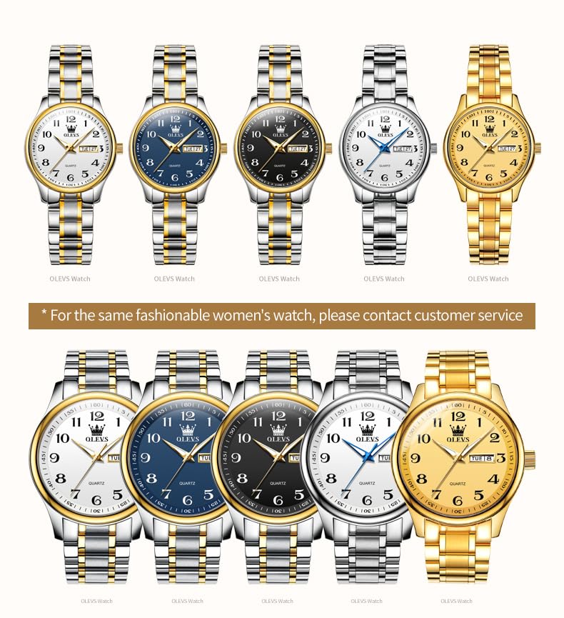 OLEVS Damenuhren Gold Silber Leicht zu Lesen Armbanduhren für Damen mit Kleines Gesicht Tag Datum Edelstahlband wasserdichte