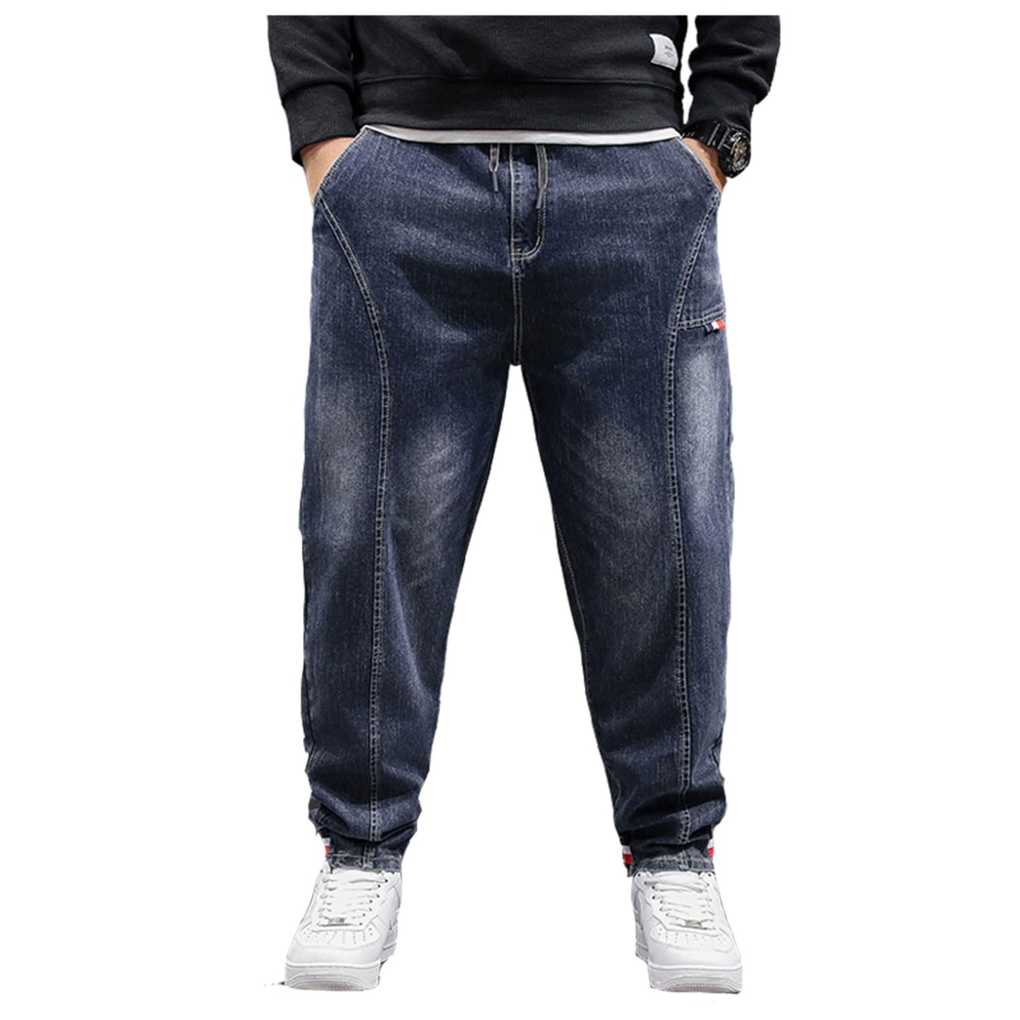 Oversized Men’s Baggy Jeans – Stretch Loose Fit High Waist Denim Pants