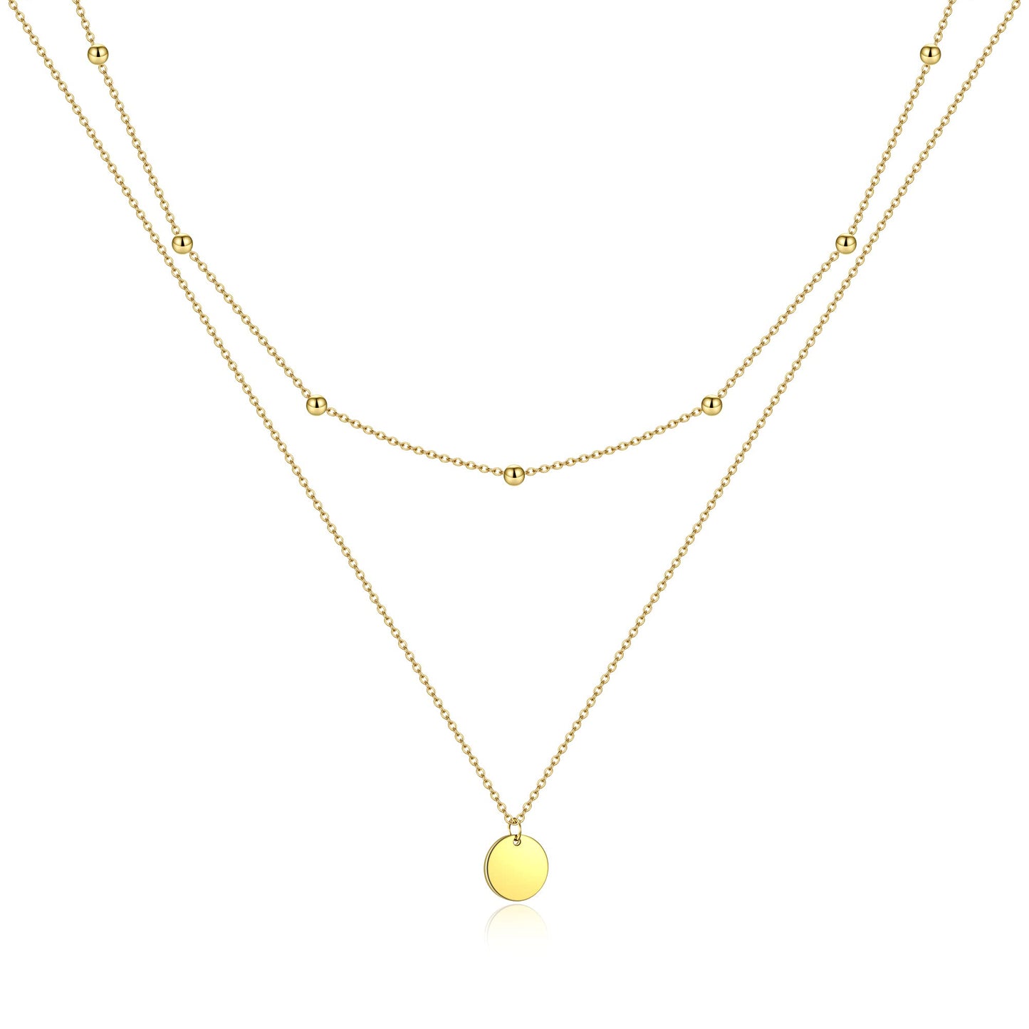 AFSTALR Layered Coin Pendant Necklace