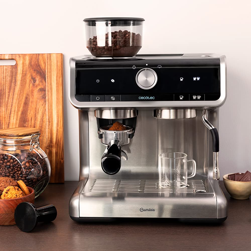 Cecotec Espressomaschine Barista Power Espresso 20 Barista Maestro, 2250 W, 20 Bar, Manometer und 2 Thermoblocks, Kaffeebohnenbehälter, 20-stufiges Mahlwerk, Dampfauslass