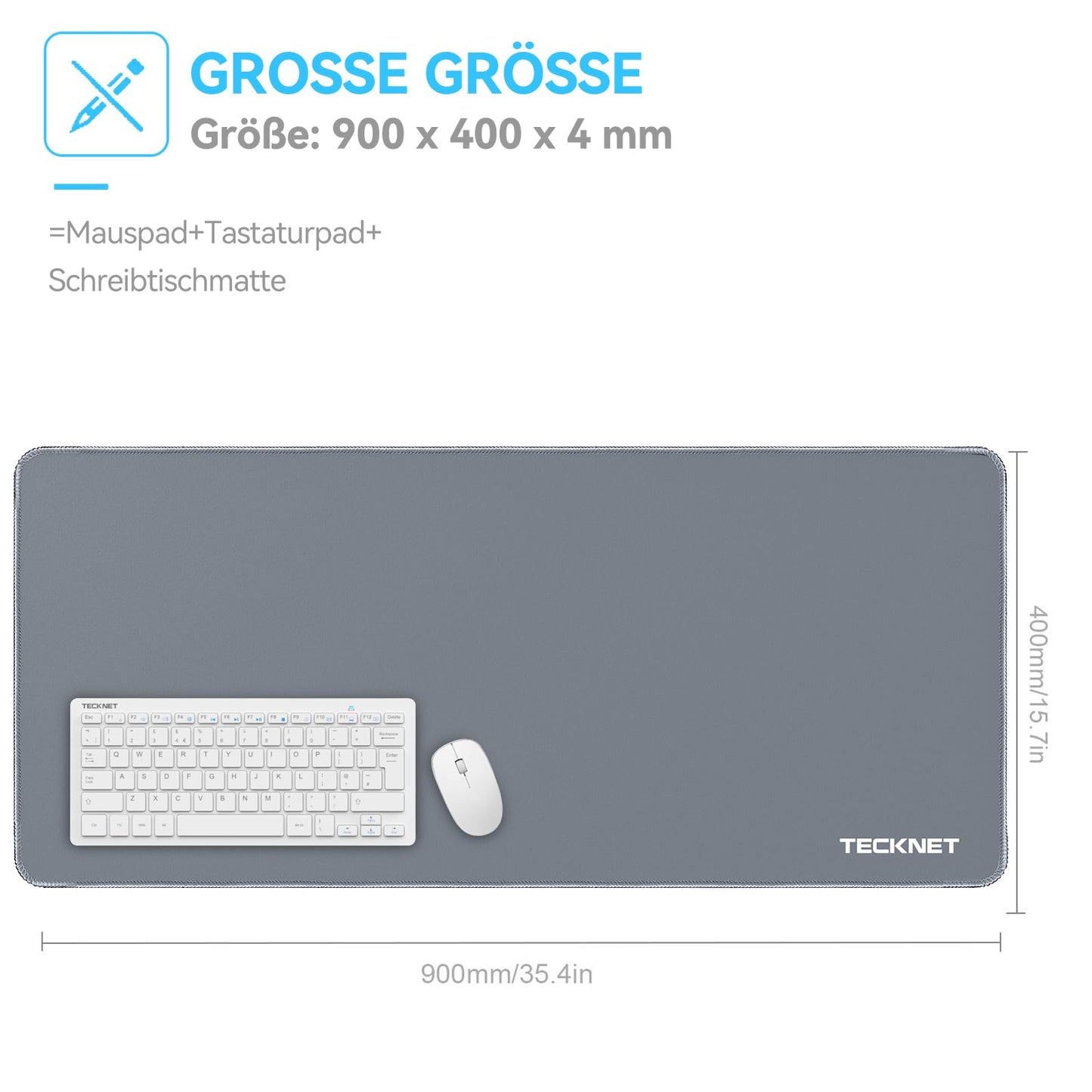 TECKNET Mauspad XXL Speed Gaming, 900x400 mm Schreibtischunterlage Schwarz, Gamer Mouse Pad, Wasserdicht mousepad, Spezielle Oberfläche Verbessert Präzision und Geschwindigkeit, rutschfeste Gummibasis