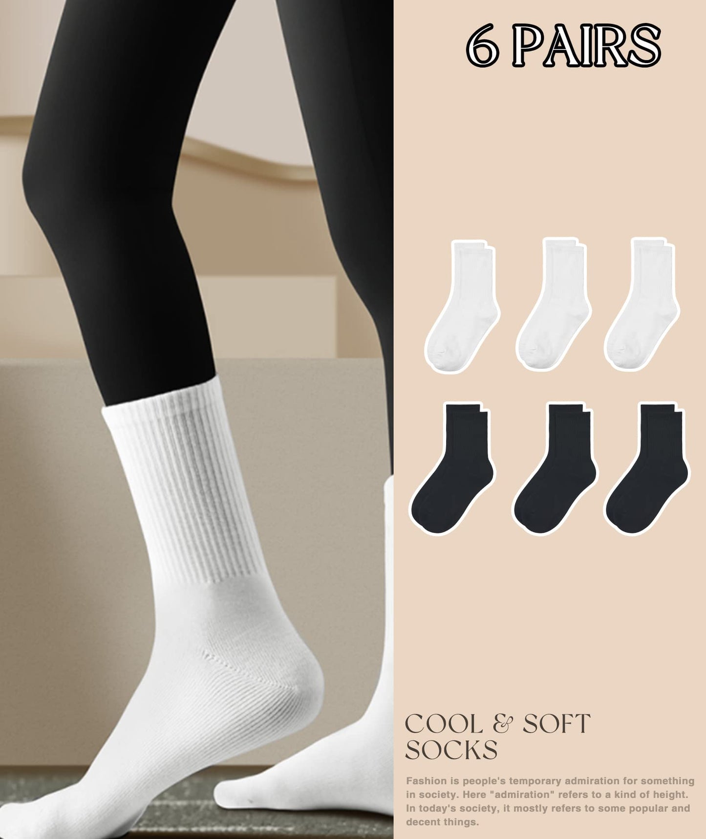 HAVE A TREE Women's Crew Socks – 3 to 6 Pack Lightweight Thin Casual Calf Socks