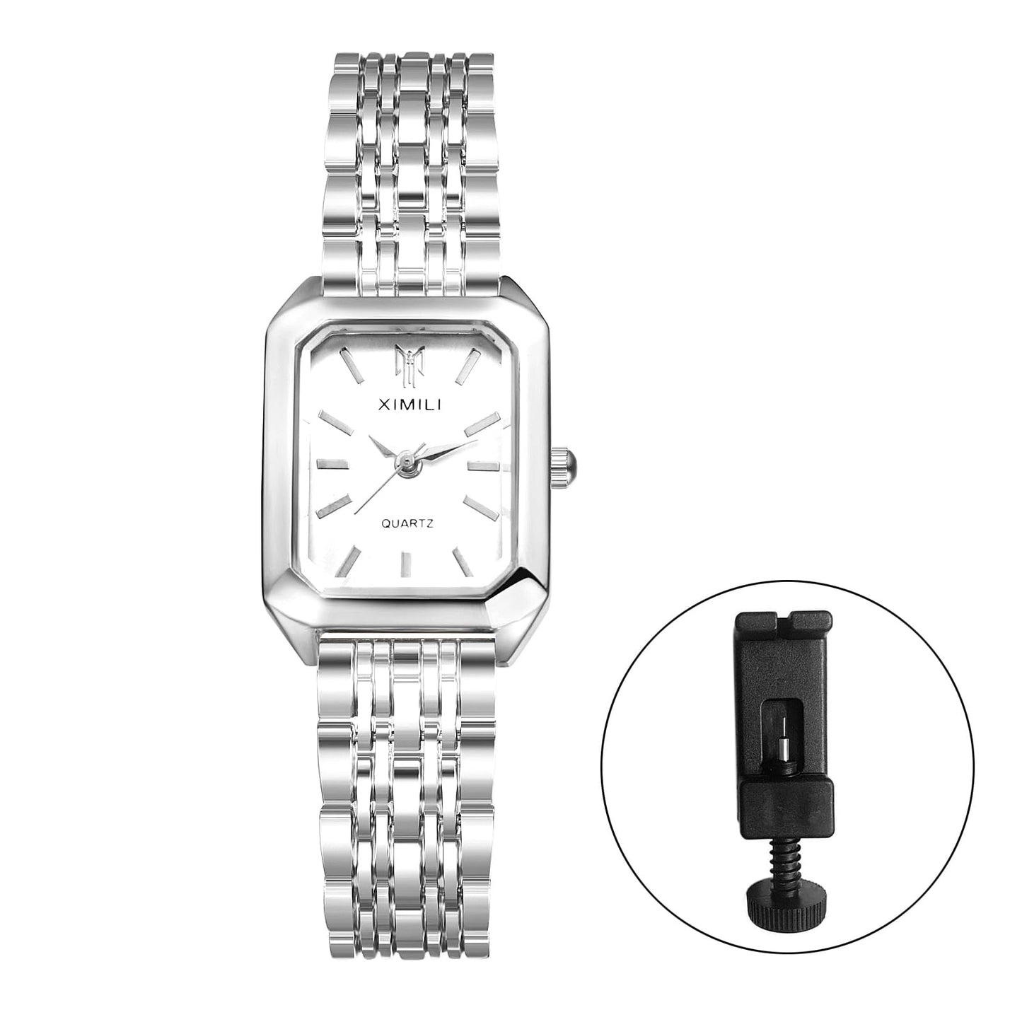Silverora Wristwatches Women Square Women's Watches: Rectangular Analogue Quartz Watches Removable Watches with Bar Scale Gifts for Women Girls