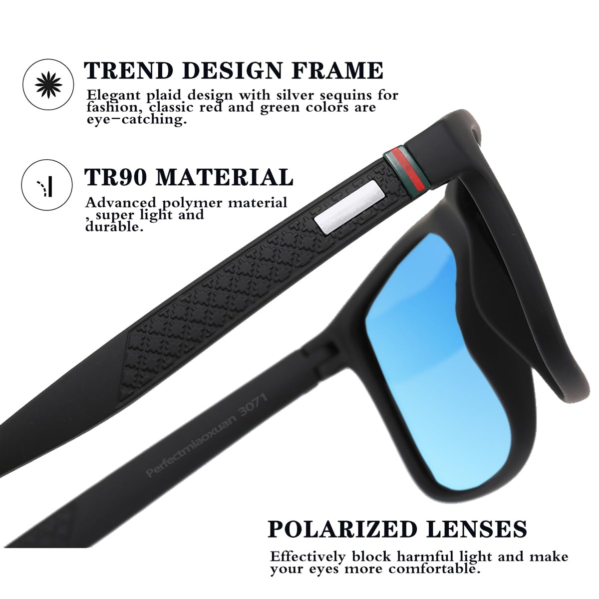 Perfectmiaoxuan Polarisierte Sonnenbrille Herren/Damen ; Vintage/Klassisch/Elegant Brillengestell; HD-Pilotobjektive; Golf/Fahren/Angeln/Reisebrille/Outdoor-Sportarten Mode Sonnenbrille