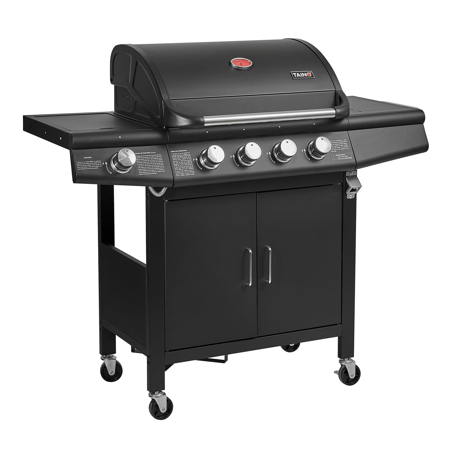 TAINO RED 4+1 Gas Grill Grill Cart BBQ Stainless Steel Burner Gas Grill with Side Burner