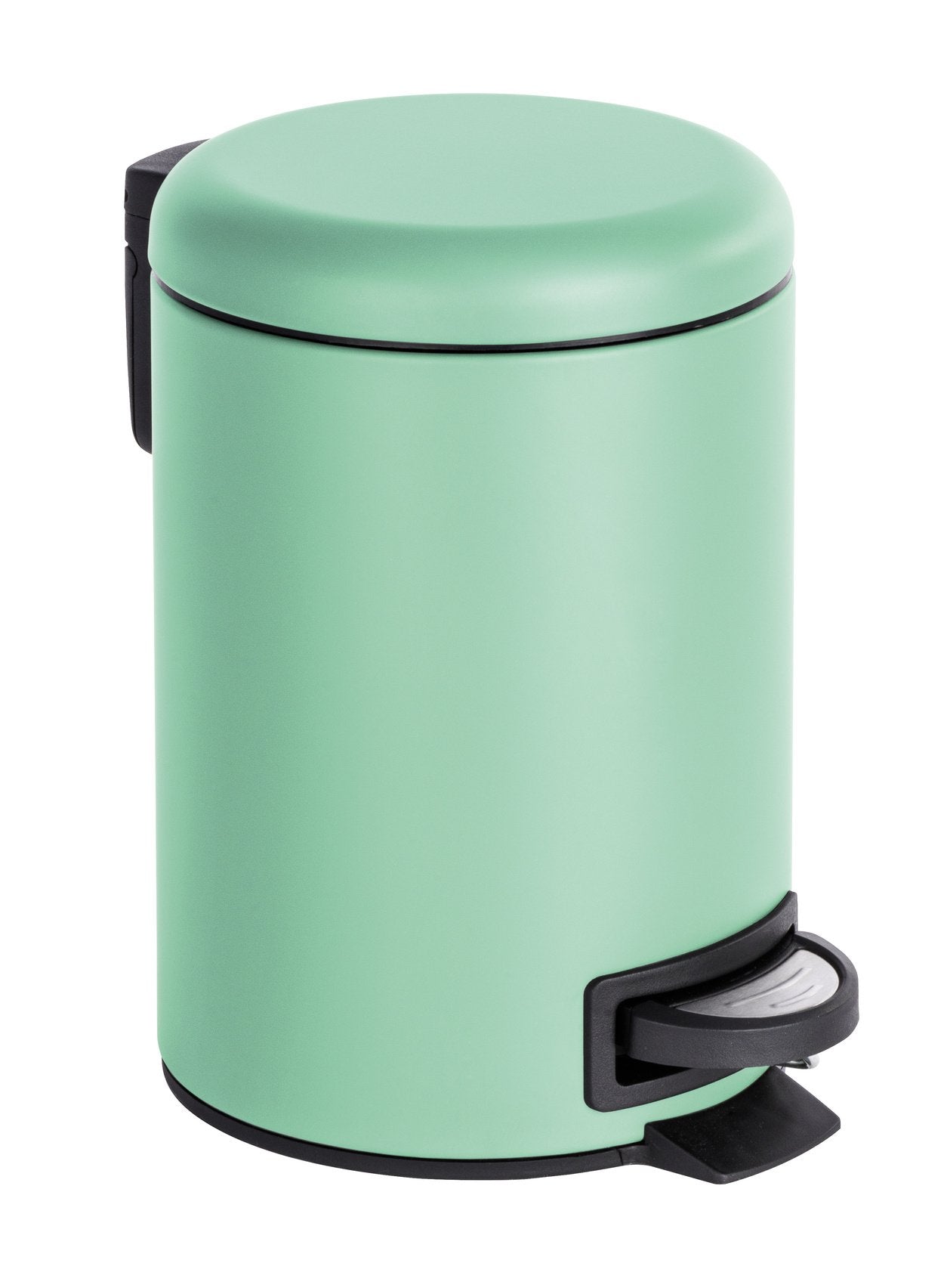 WENKO Treteimer Mod. Leman 3 Liter mit herausnehmbarem Einsatz aus lackiertem Stahl ideal für Badezimmer oder Küche 17 x 25 x 22,5 cm Schwarz matt