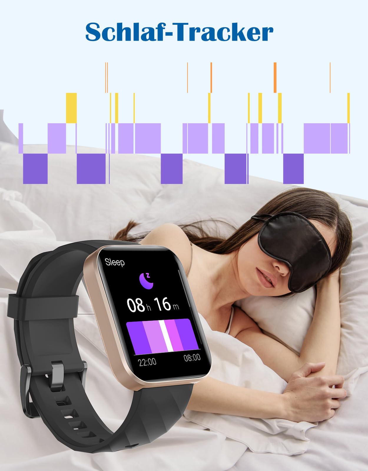 RUIMEN Smartwatch Damen Herren mit Telefonfunktion Fitnessuhr Schrittzähler Uhr mit Pulsmesser SpO2 Messung Schlafüberwachung Nachrichten Multi Trainingsmodi Smart Watch Wasserdicht Für Android iOS