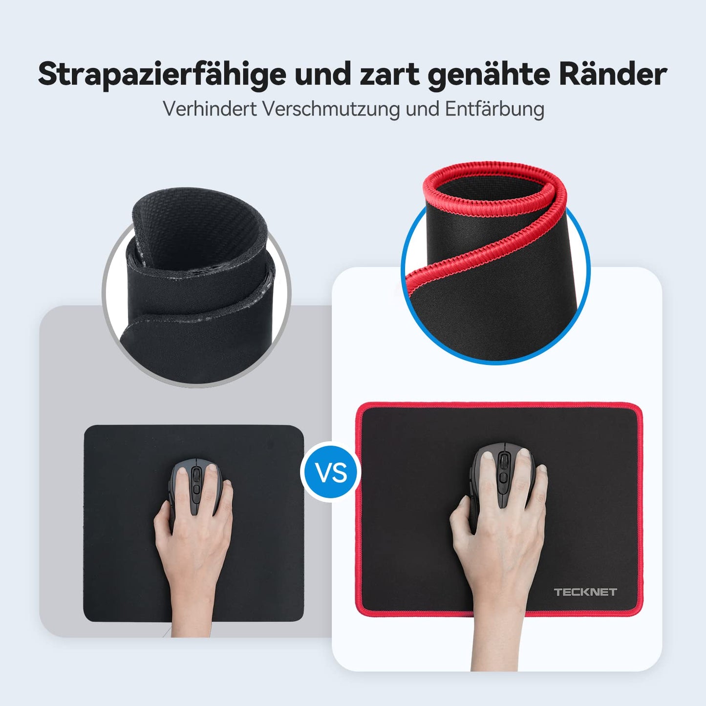 TECKNET Mauspad, 280 x 210 mm Gaming Mousepad mit Wasserdicht und Rutschfester Gummi für PC-Büro, Arbeit, Gaming, Studium, Laptop, Computer, Zuhause-Schwarz