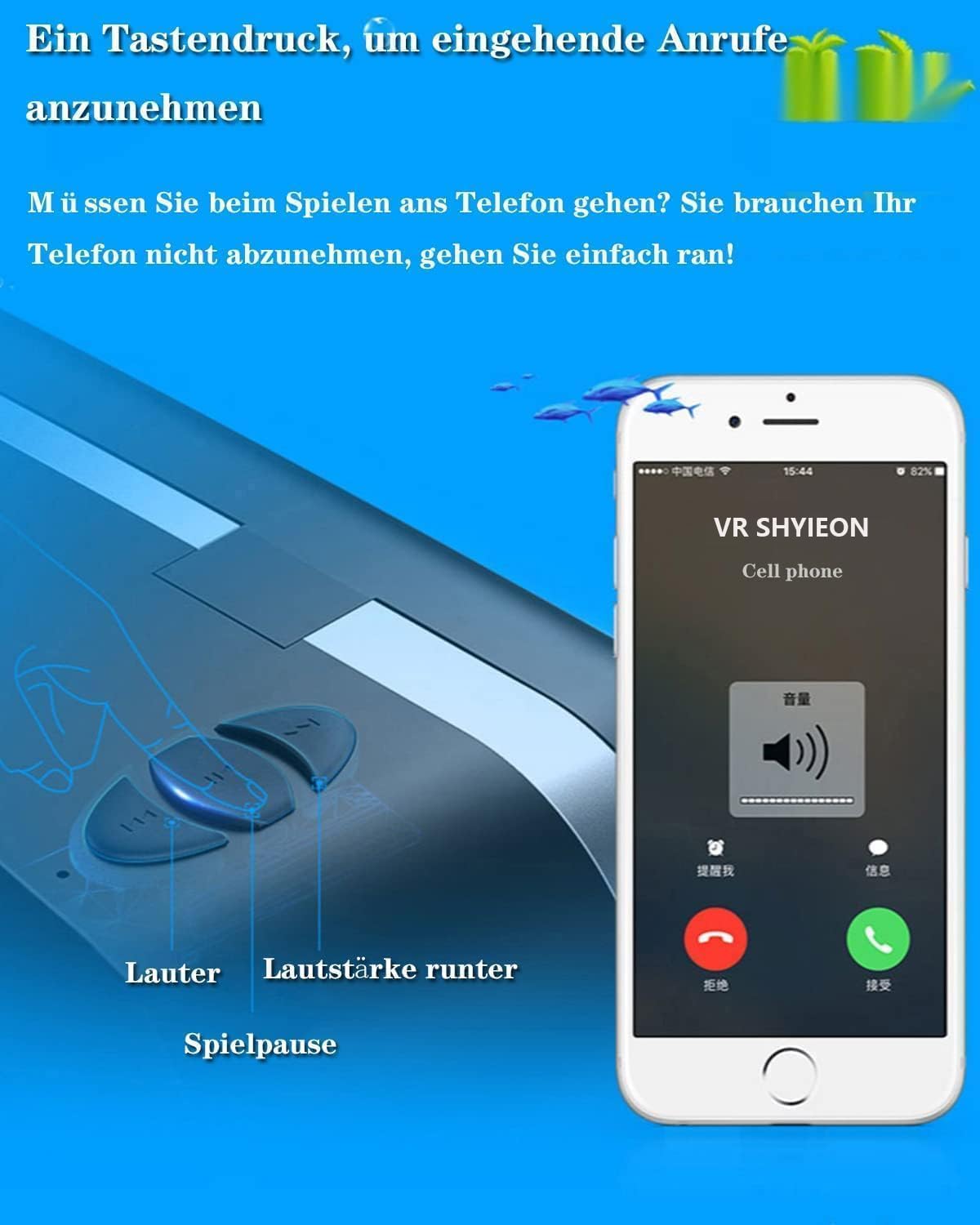 VR Brille für Handy,VR Headset Virtual Reality Brille 3D mit Bluetooth Fernbedienung Erleben Spiele für Android/iOS 4,7-7,2 Zoll Handys Kinder Erwachsene Geschenk 2023 New