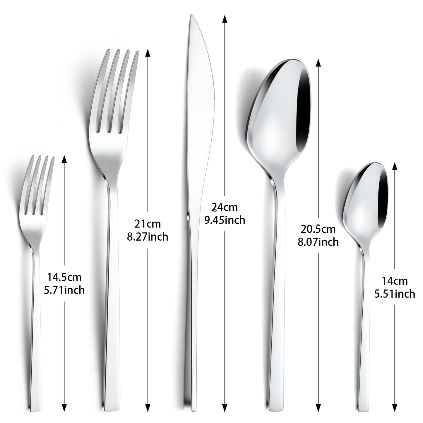 BEWOS Besteck Set für 6 Personen, 30 teilig Essbesteck Set inkl. Messer, Gabel, Löffel, Besteck Edelstahl Spiegelpoliert, Spülmaschinenfest