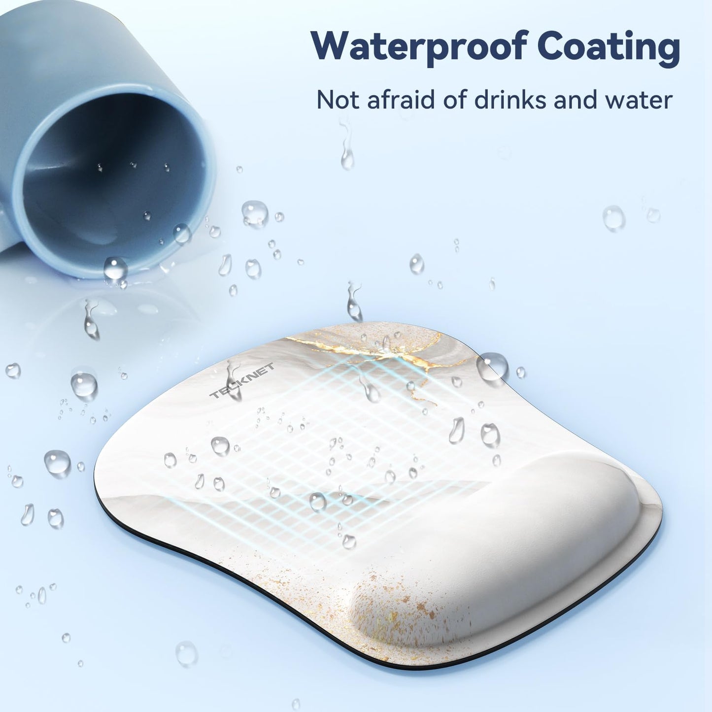 TECKNET Mauspad mit Gelkissen, Memory Foam Mousepad Ergonomisches Wasserdicht Komfort Mausmatte mit Handgelenkpolster Handauflage für Alle Maus Offfice Heim Computer Laptop