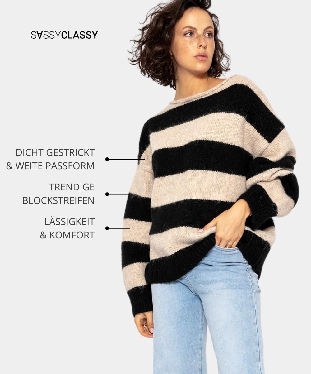SASSYCLASSY Women’s Striped Oversize Sweater