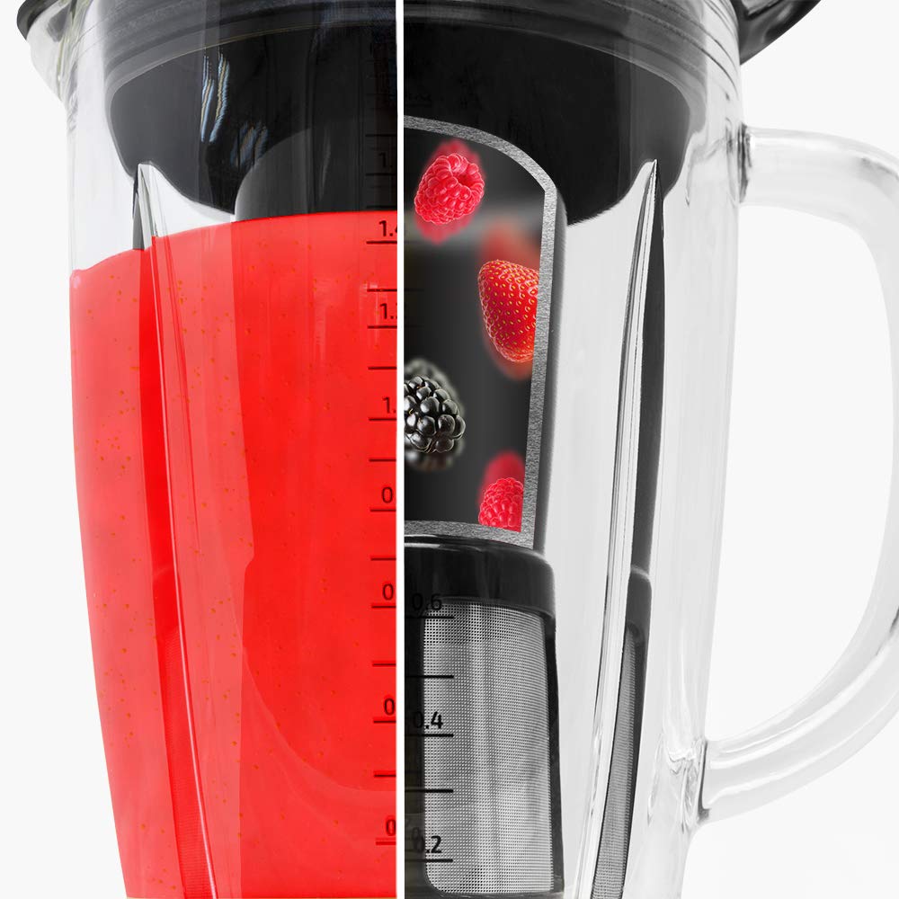 Cecotec Standmixer Power Black Titanium 1800MAX Blend It, 1800 W maximale Leistung, 5 Geschwindigkeiten, 6 Klingen aus Edelstahl, Ice-Crush-Funktion, Turbo- und Smoothie-Funktion, AutoClean-Funktion
