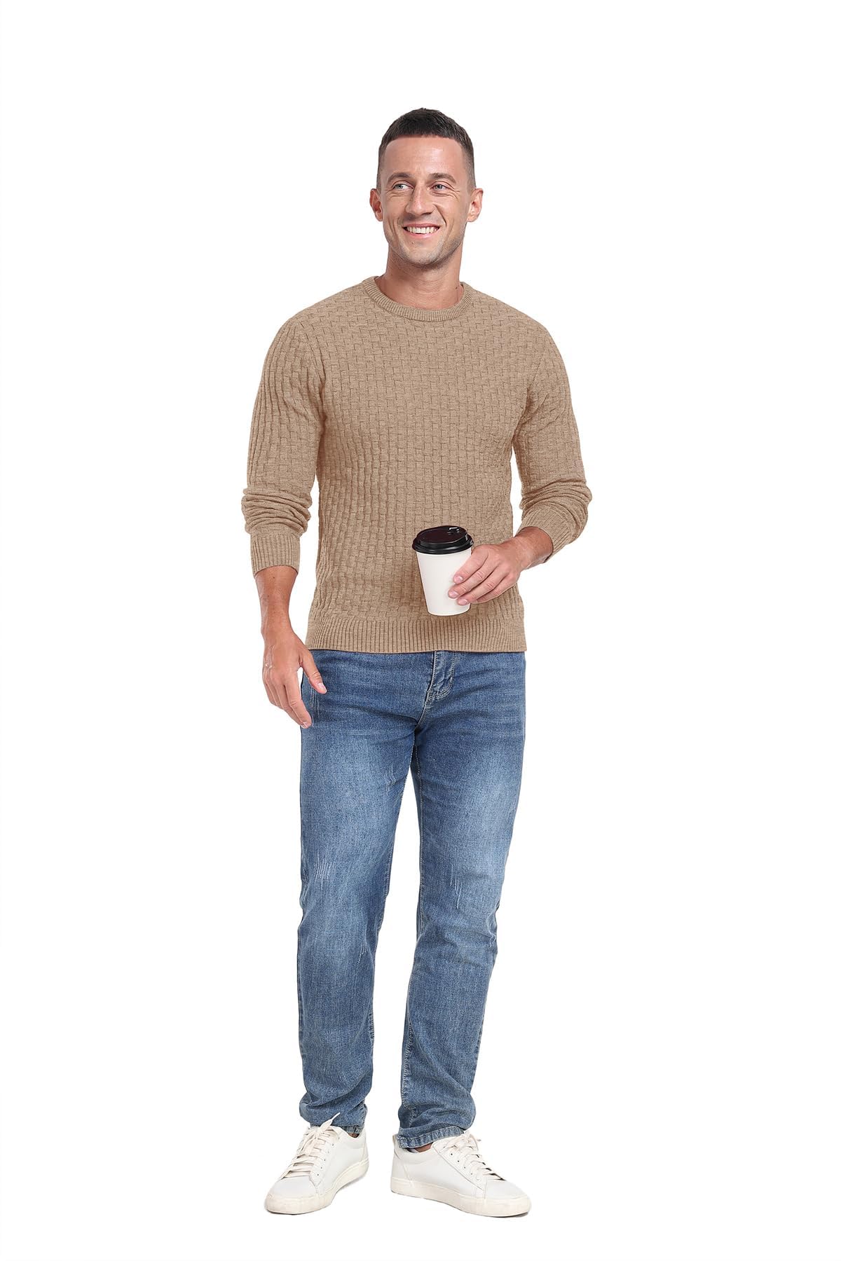 Sailwind Men’s Crew Neck Waffle Knit Sweater
