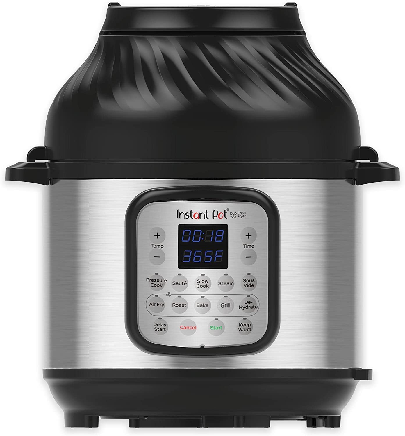 Instant Pot Duo Crisp + Heißluftfritteuse 11-in-1 Elektro-Multikocher - Schnellkochtopf, Luftfritteuse, Schongarer, Dampfgarer, Dehydrator mit Grill, Warmhalte- und Backfunktion, Edelstahl