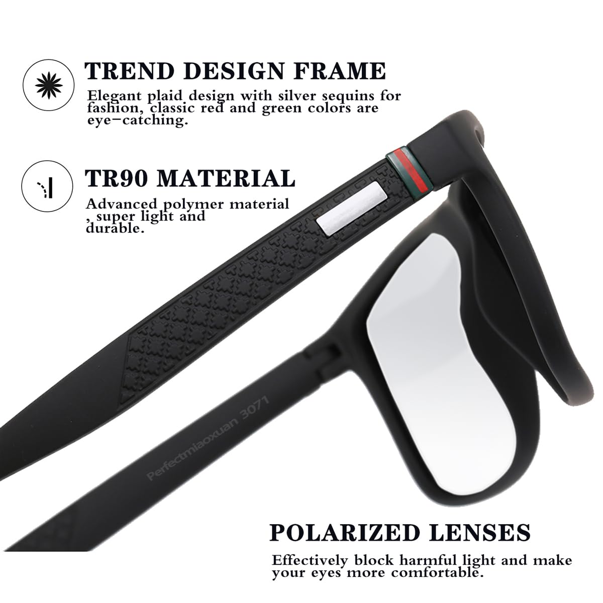 Perfectmiaoxuan Polarisierte Sonnenbrille Herren/Damen ; Vintage/Klassisch/Elegant Brillengestell; HD-Pilotobjektive; Golf/Fahren/Angeln/Reisebrille/Outdoor-Sportarten Mode Sonnenbrille
