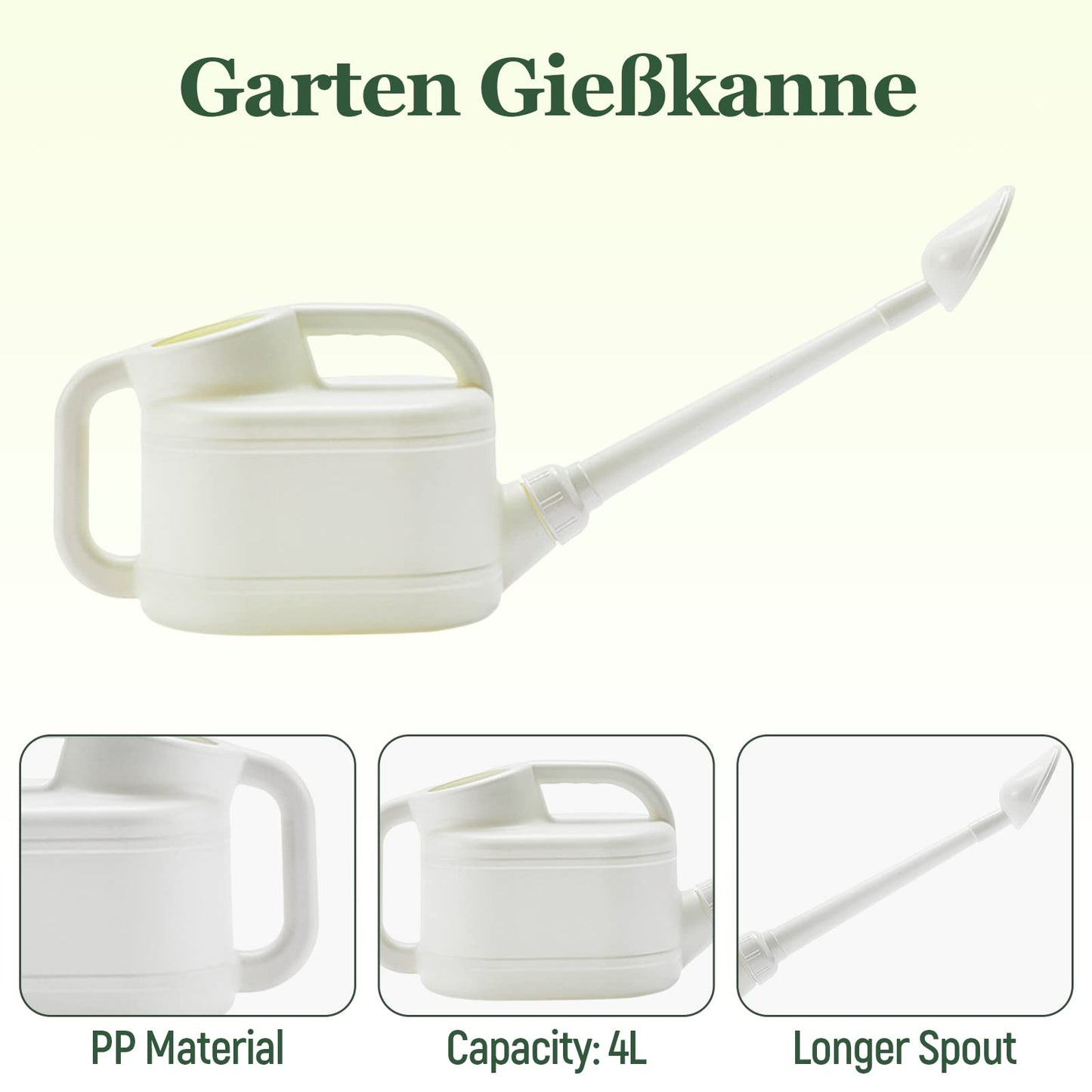 MagiDeal Garten-Gießkanne, 4L Langer Auslauf Große Gießkanne für Zimmerpflanzen,Pflanzen, Garten, Drinnen und Draußen, Grün