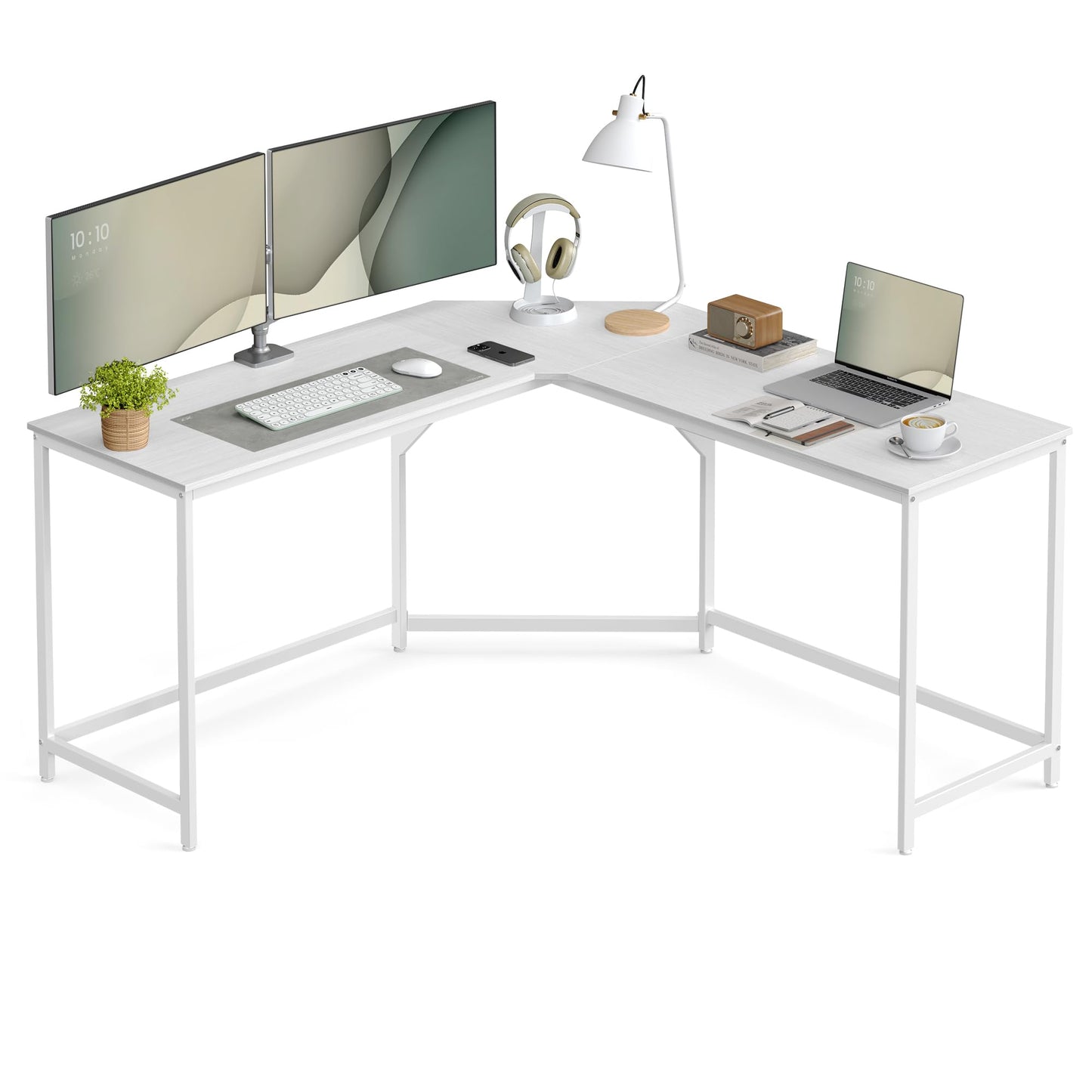 VASAGLE L-Shaped Desk Gaming Table 149 x 149 x 76 cm Corner Desk for Study Home Office Space Saving Easy Assembly Ebony Black Ink Black LWD073B56