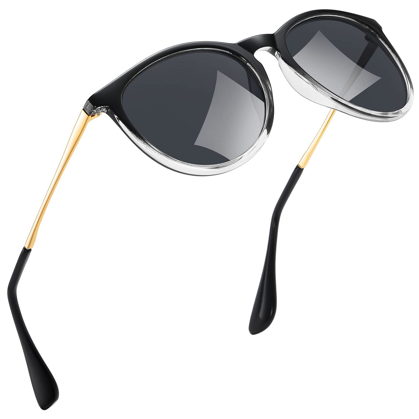 kunchu Sonnenbrille-Damen-Polarisierte-Sonnenbrille-Rund-UV400-im-Retro-Sonnenbrille-für-Damen & Herren Schutz Vintage