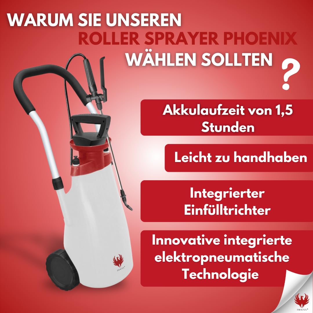 Phoenix - Drucksprüher Manueller Pumpsprühflasche mit Verstellbarer Lanze und Schultergurt - Perfekt für Gartenarbeit, Unkrautbekämpfung, Herbizid- und Insektizid-Anwendung