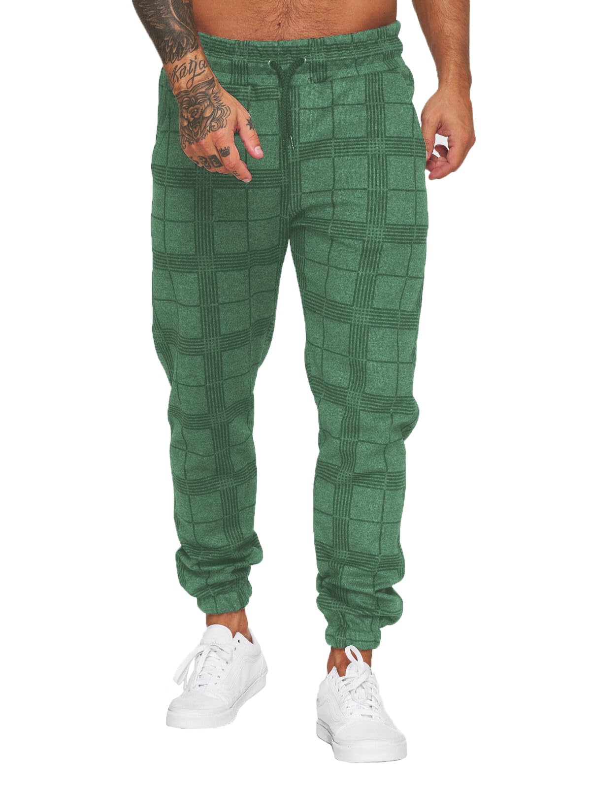 Men's Loose Fit Plaid Jogger Sweatpants