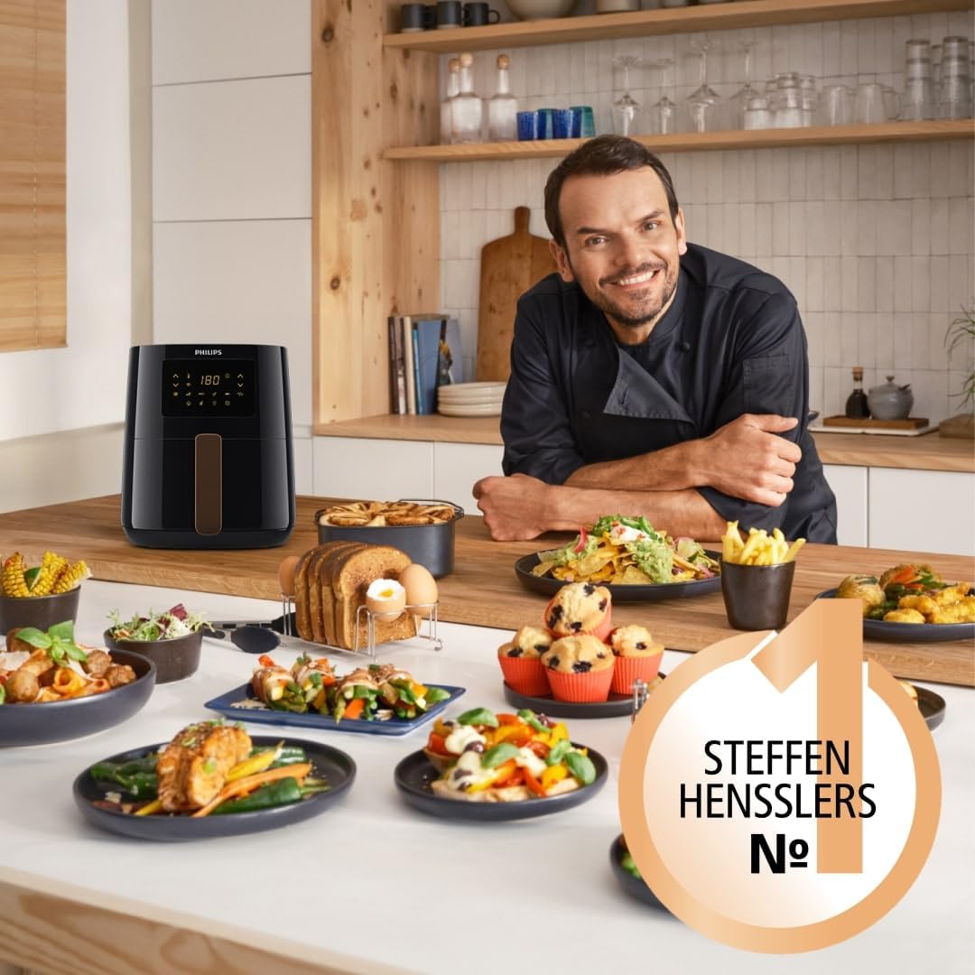 Philips Airfryer 5000-Serie L, 4.1L (0.8Kg), 13-in-1 Airfryer, Wifi verbunden, 90% Weniger Fett mit Rapid Air Technologie, Rezepte-App