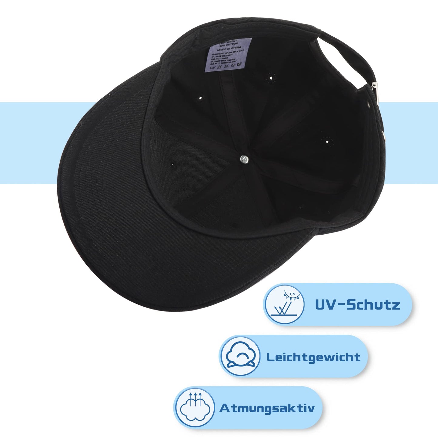 Momoshe Cap Herren Sommer Damen 100% Baumwoll Kappe Verstellbar Atmungsaktiv Einheitsgröße Baseball Bergspitzen Stickerei Sport