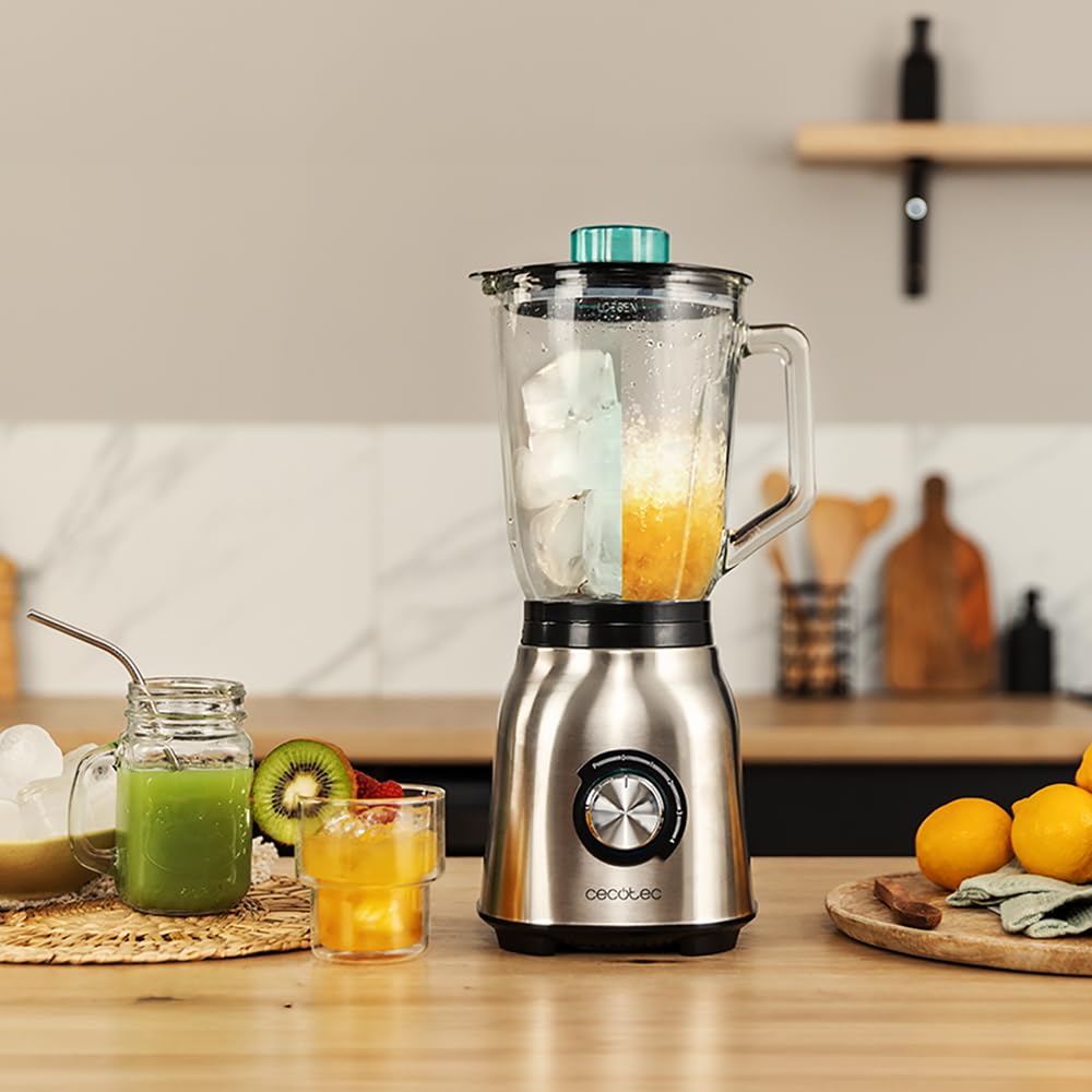 Cecotec Standmixer Power Black Titanium 1800MAX Blend It, 1800 W maximale Leistung, 5 Geschwindigkeiten, 6 Klingen aus Edelstahl, Ice-Crush-Funktion, Turbo- und Smoothie-Funktion, AutoClean-Funktion
