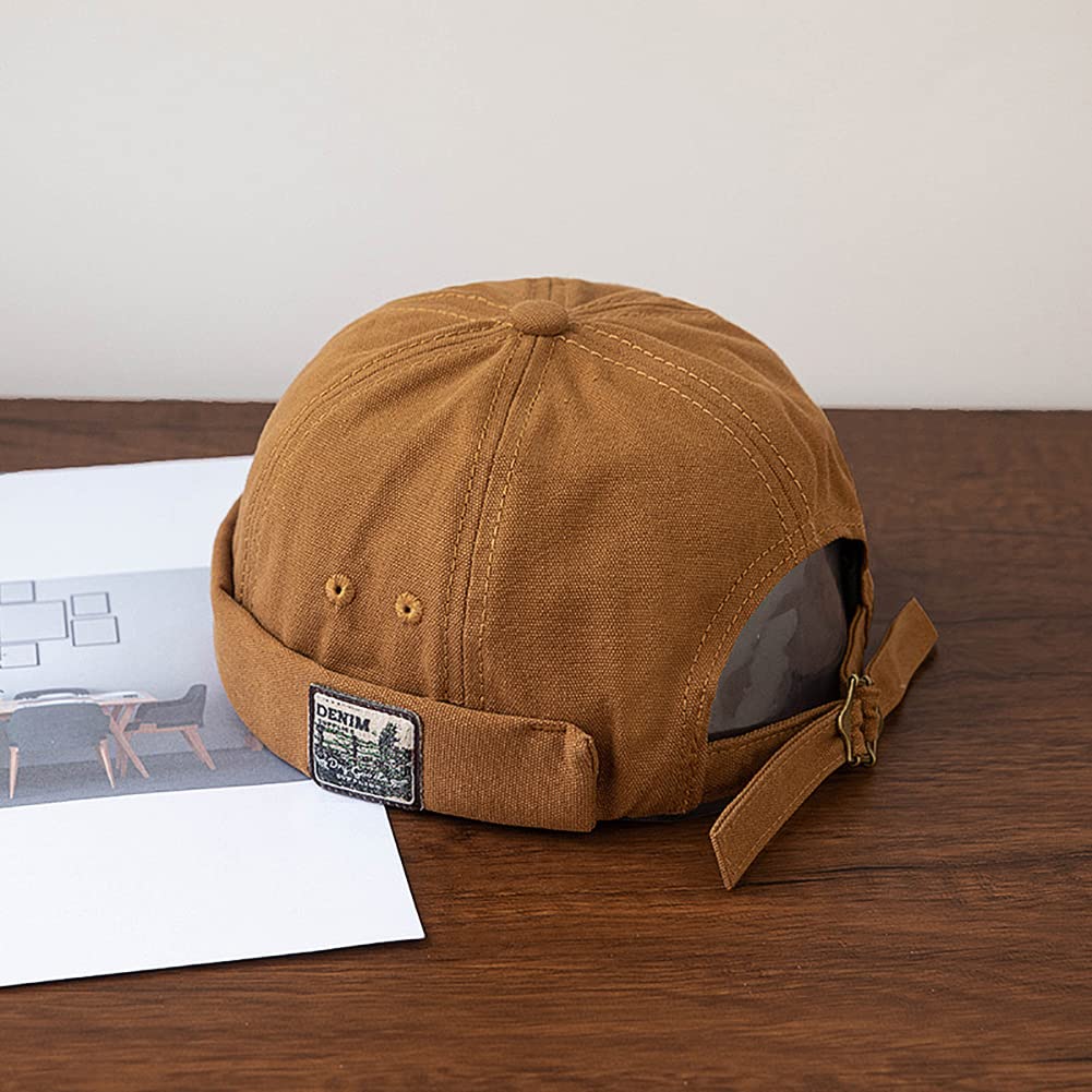 XYIYI Herren Dockermütze Brimless Hat Schädelkappe Arbeiter Matrosenmütze Gerollte Manschette Retro Beanie Mütze