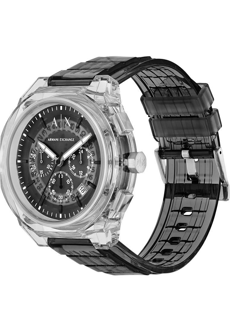Armani Exchange Watch for Men, Chronograph Movement and 46mm Case Size with Stainless Steel, Leather or Silicone Strap