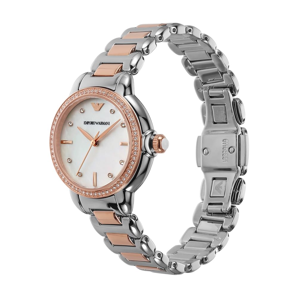 Emporio Armani Damenuhr, Dreizeiger Quarzwerk und 32mm Gehäusegröße mit Edelstahl-, Leder- oder Silikonarmband