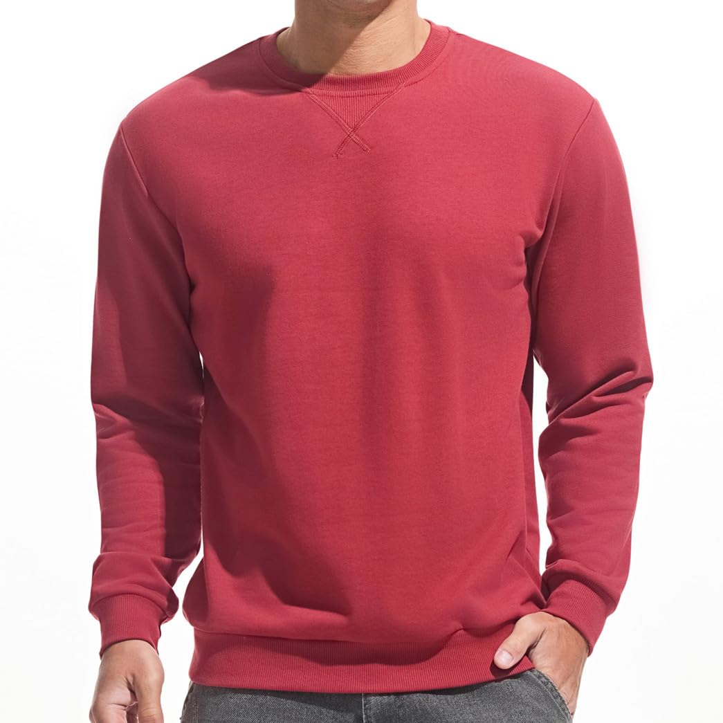 VEIISAR Men’s Basic Sweatshirt – Long Sleeve Crew Neck Pullover